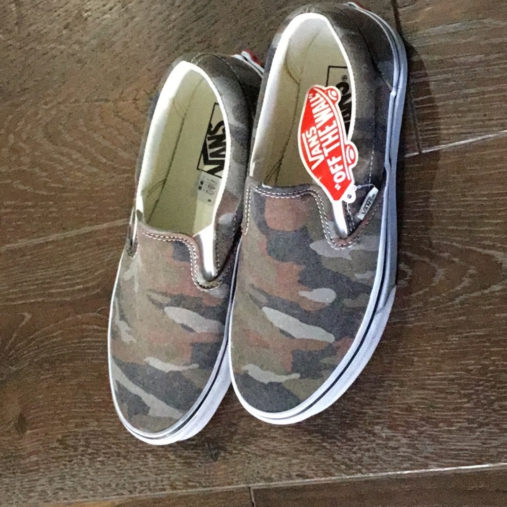 Vans camo slip on shoes